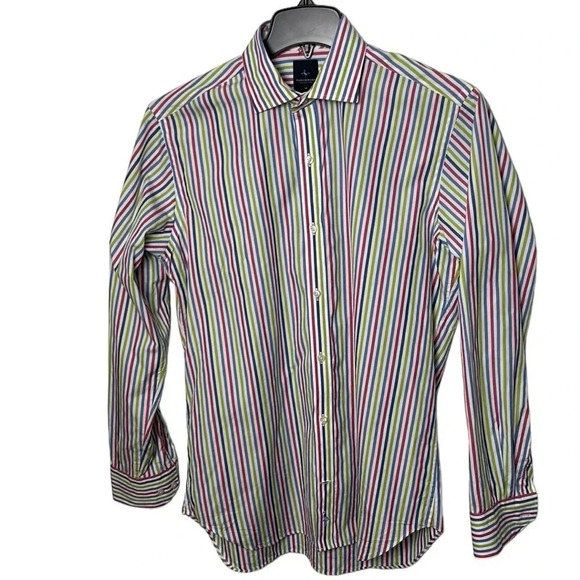 - Tailorbyrd striped cotton shirt ,sz Med.Multi color,colorful,multimedia,2 tone - Picture 8 of 14